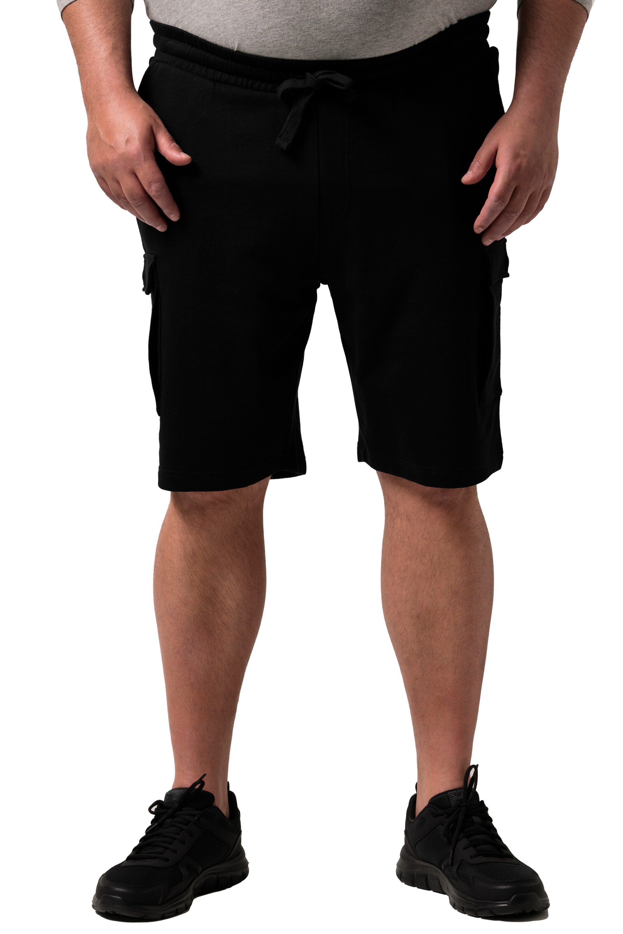 Men Plus Regular Trousers 'Bermuda' in Black: front