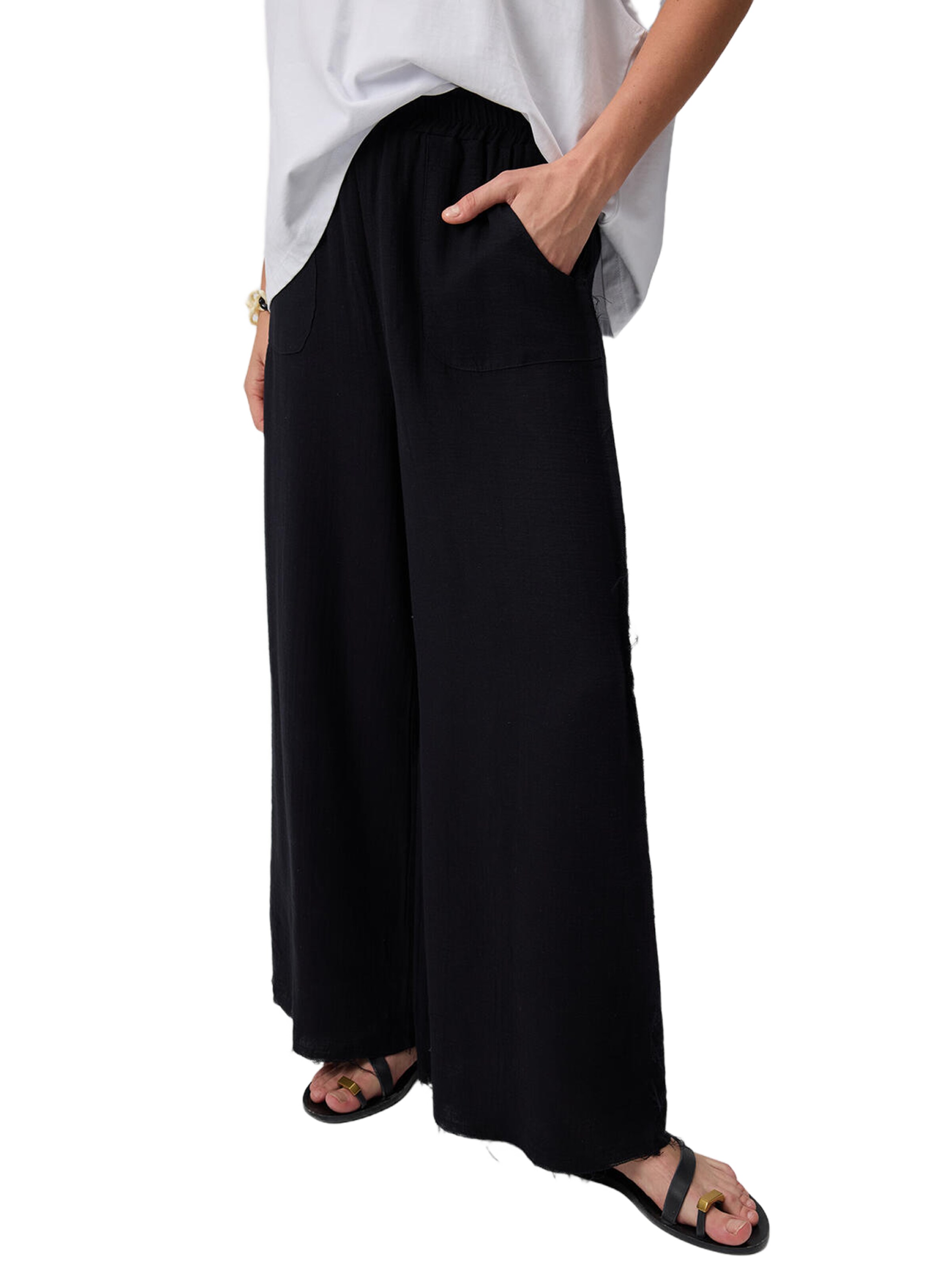 Touche Prive Wide Leg Hose in Schwarz: Vorderseite