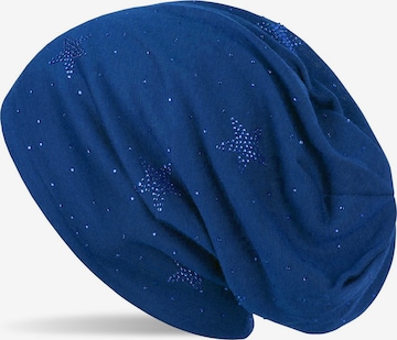 styleBREAKER Mütze 'Beanie mit Strass Sterne' in Blau: Vorderseite