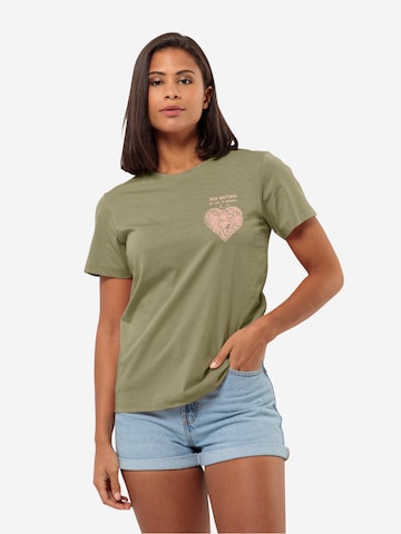 Tricou 'DISCOVER HEART' de la JACK WOLFSKIN pe verde: față