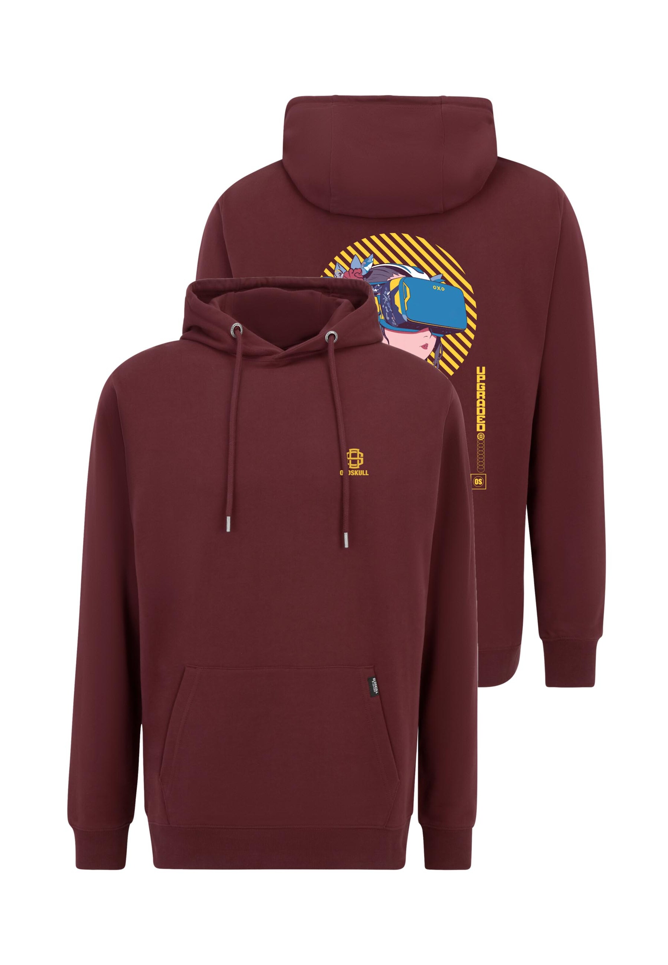 Oldskull Hoodie in Rot: Vorderseite