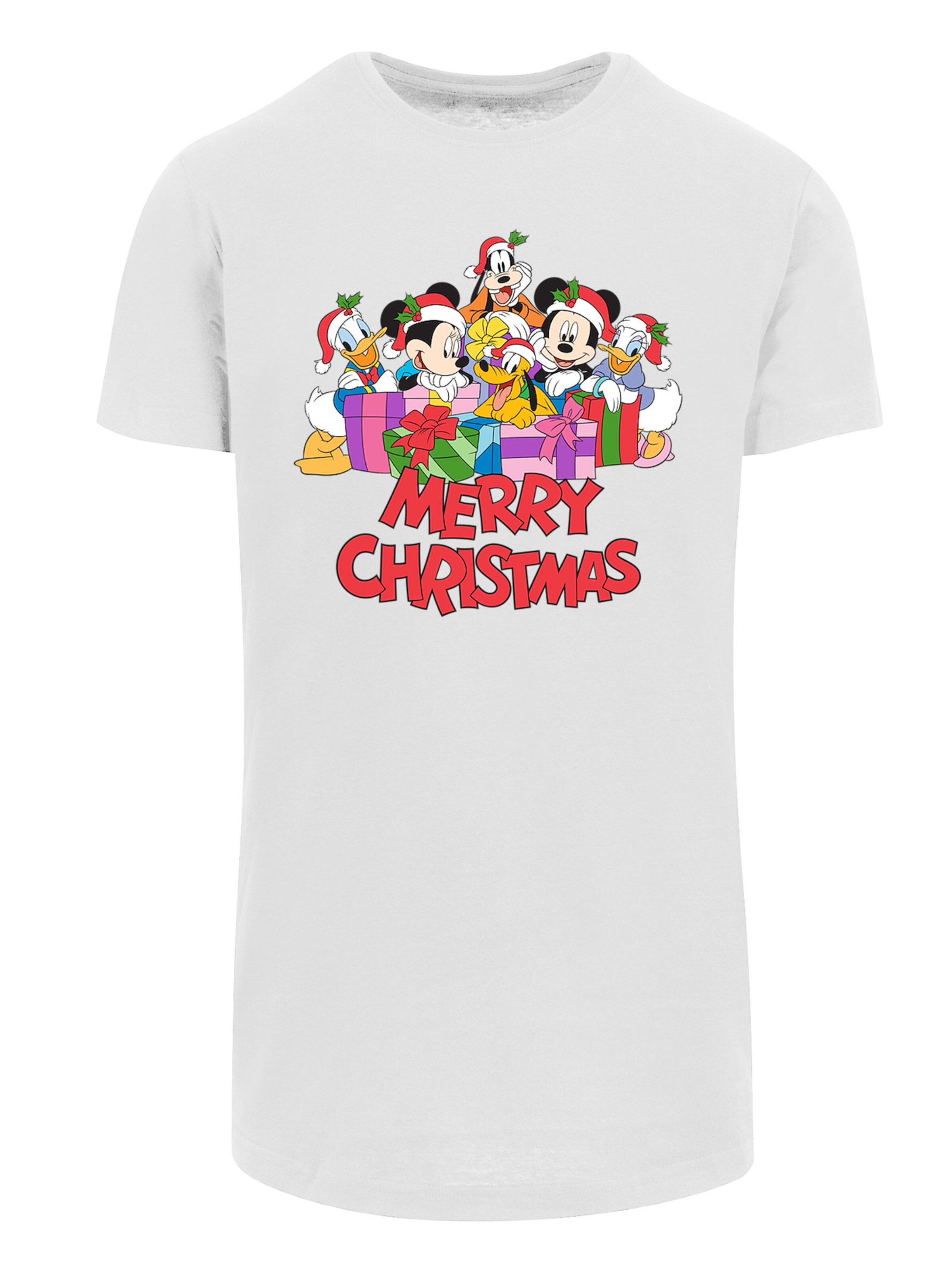 Männer Große Größen F4NT4STIC T-Shirt 'Disney Micky Maus Weihnachten' in Weiß - RL60498