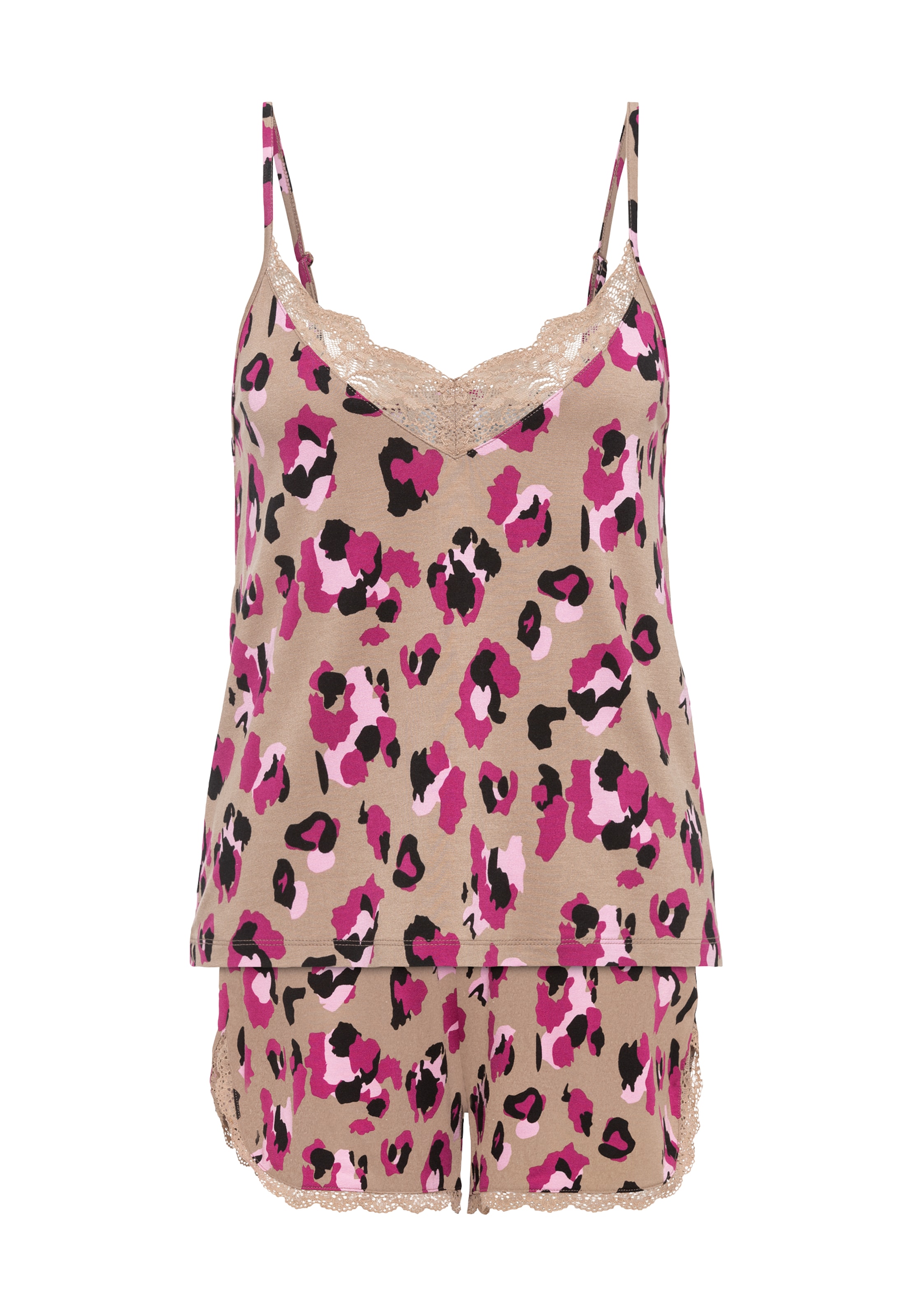 LASCANA Regular Short Pajama Set 'Lovly Nights' in Pink: front