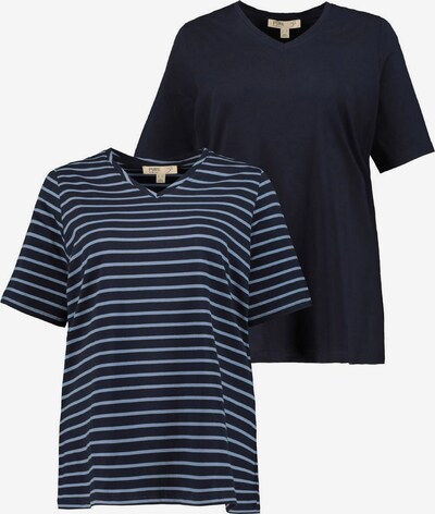 Ulla Popken T-shirt en bleu marine / bleu clair, Vue avec produit