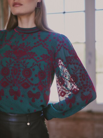 Chemisier love & roses en vert