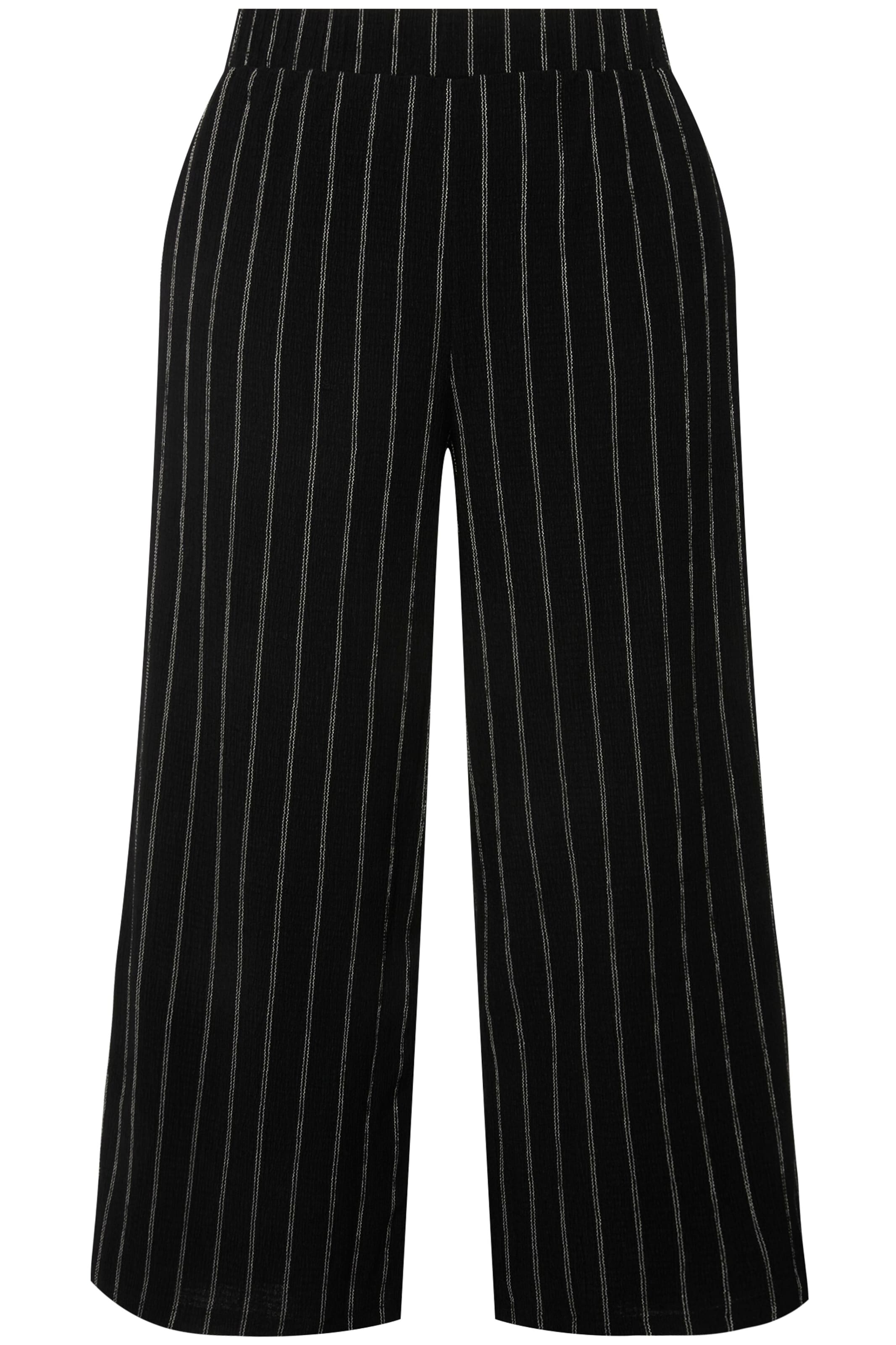 Ulla Popken Wide leg Broek in Zwart: voorkant