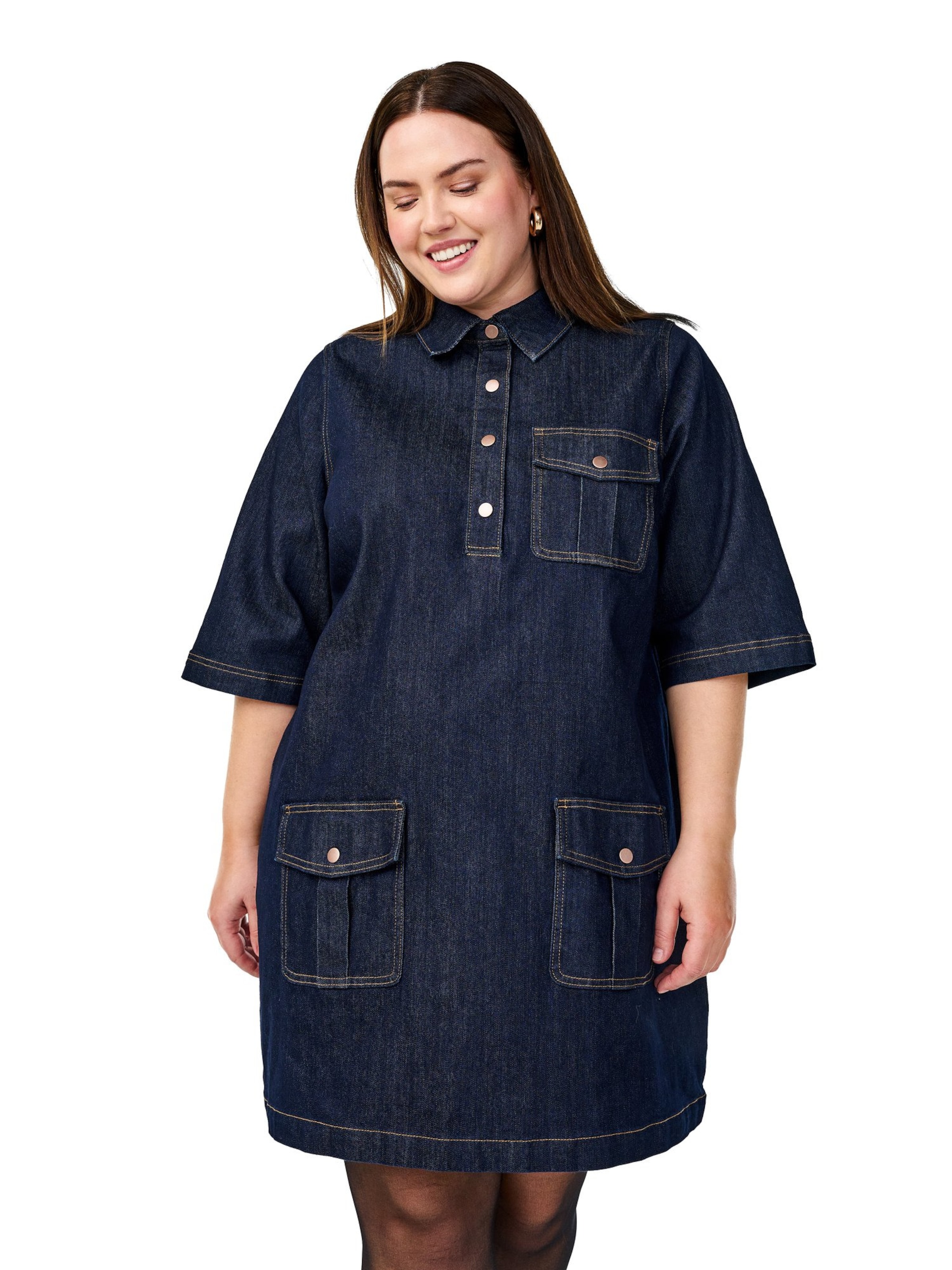 Zizzi Shirt dress 'JELIVIA' in Blue: front