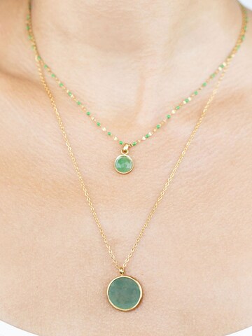 Sergio Engel Ketting 'Beach Kette 02 Vergoldete Edelstahlkette mit Natursteinanhänger' in Groen