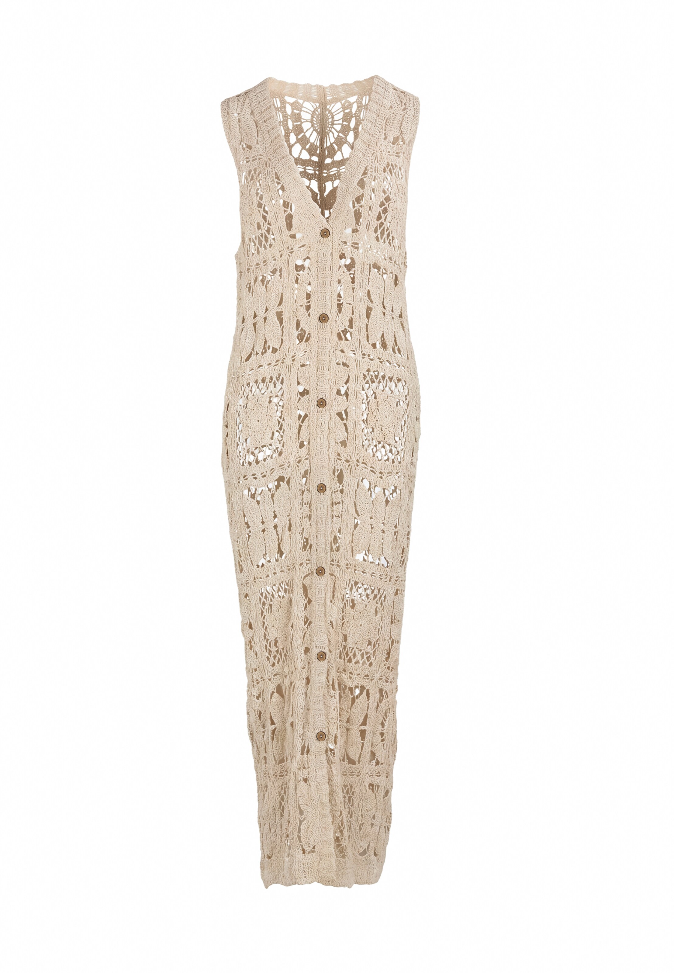 Robes en maille 'Boho Natura' IZIA en beige : devant