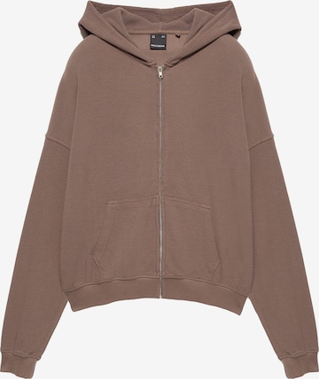 Pull&Bear Sweat jacket in Brown: front