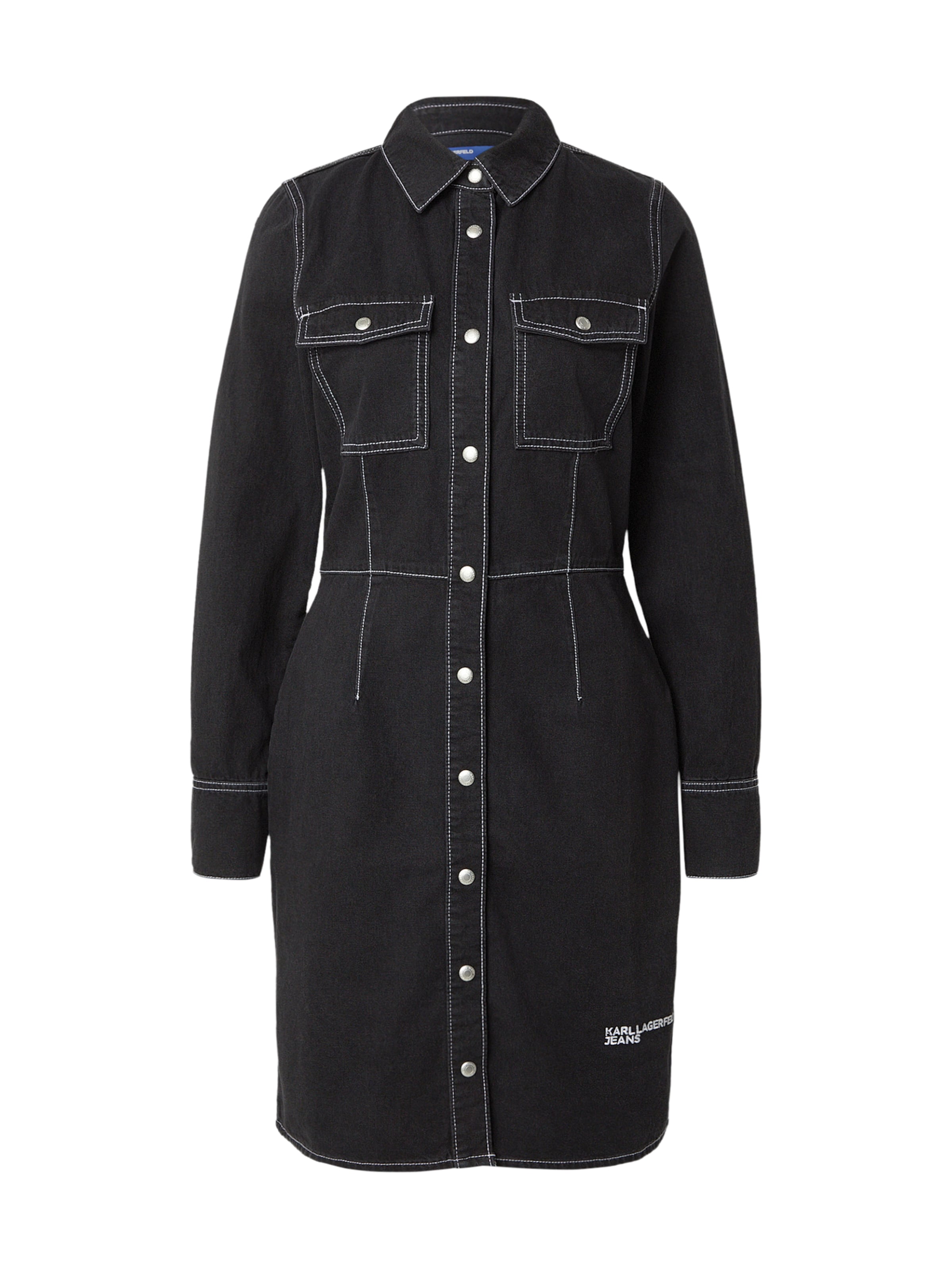 KARL LAGERFELD JEANS Платье-рубашка в Черный / Белый, Обзор товара