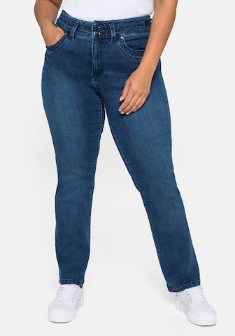 SHEEGO Slimfit Jeans 'Manuela' in Blauw: voorkant