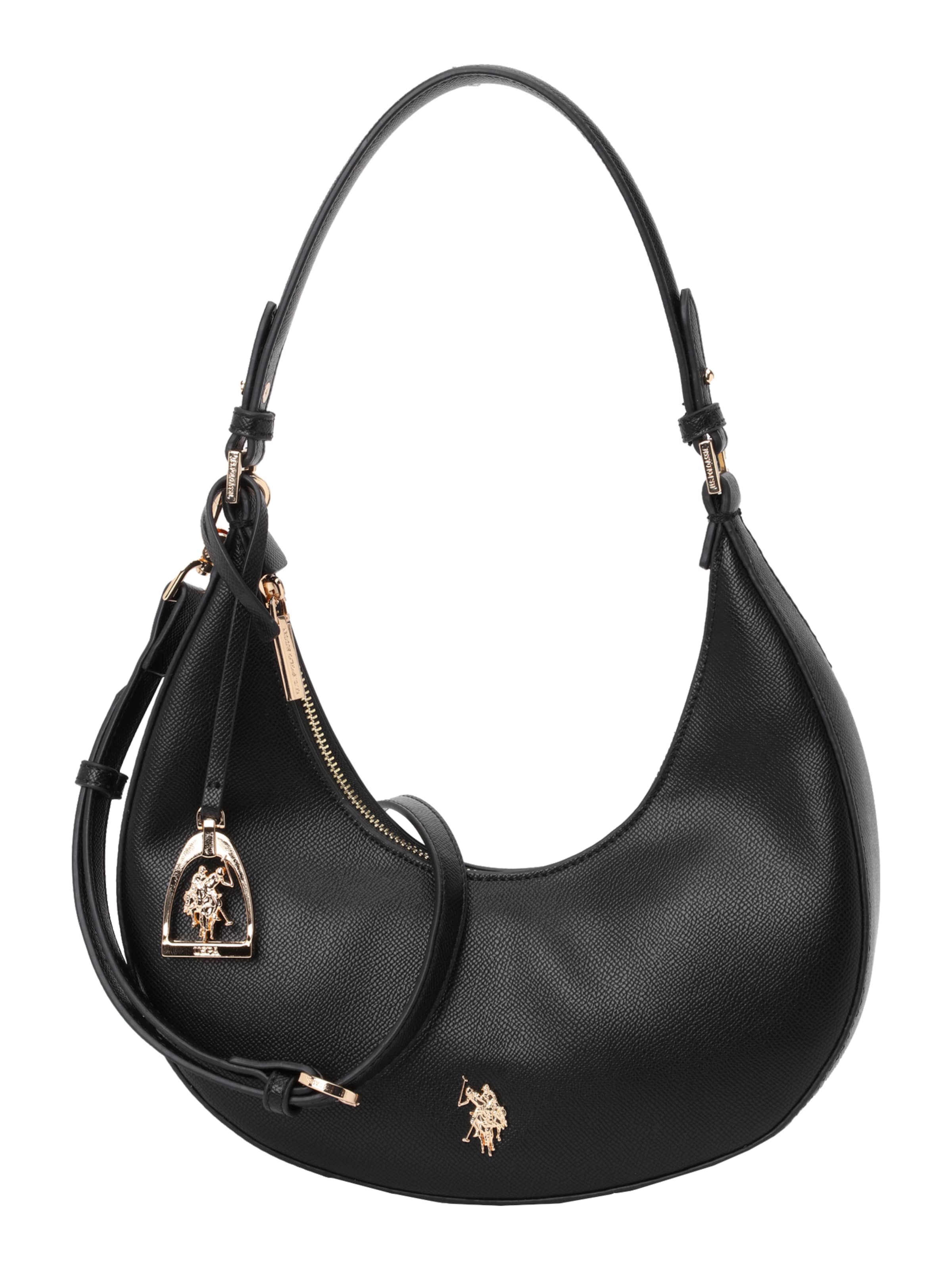 U.S. POLO ASSN. Schoudertas 'Jones' in Zwart: voorkant