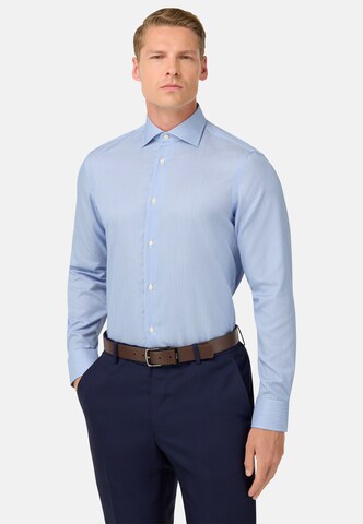 Boggi Milano Regular fit Overhemd in Blauw: voorkant