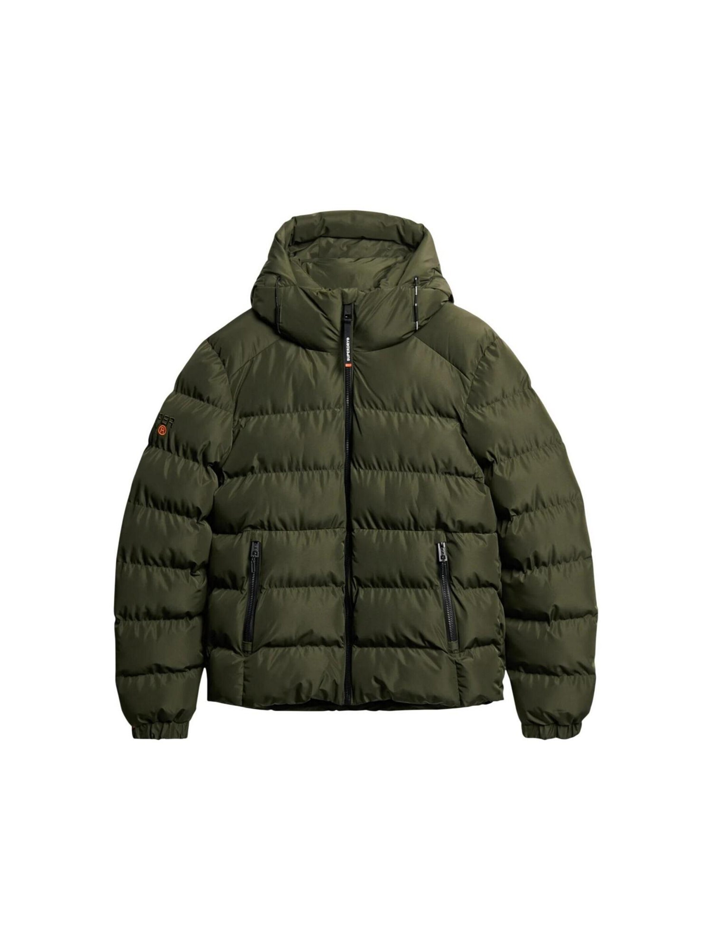Superdry Winterjas 'Hooded Sports Puffer Jacket SDM5011905A' in Groen: voorkant