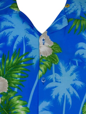 King Kameha Regular fit Overhemd 'Small Flower' in Blauw