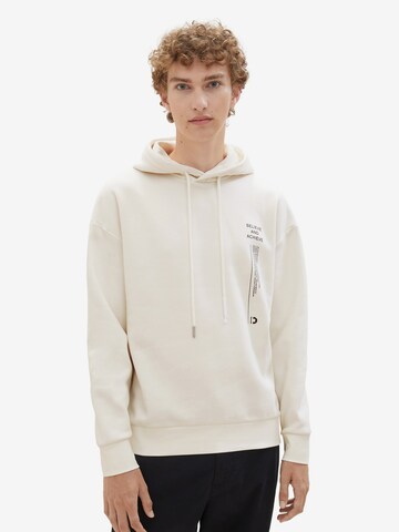 TOM TAILOR DENIM Sweatshirt 'Relaxed' in White: front