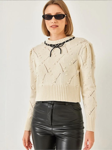 Pull-over Bianco Lucci en beige : devant