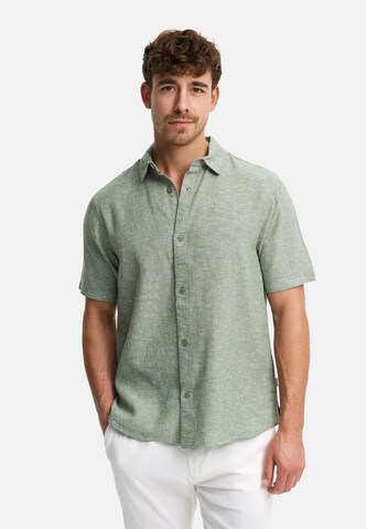 INDICODE JEANS Regular Fit Hemd' INLino ' in Grün: Vorderseite