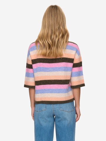 NÜMPH Strickpullover mit Halbarm 'NURIETTE STRIPY PULLOVER' in Grün