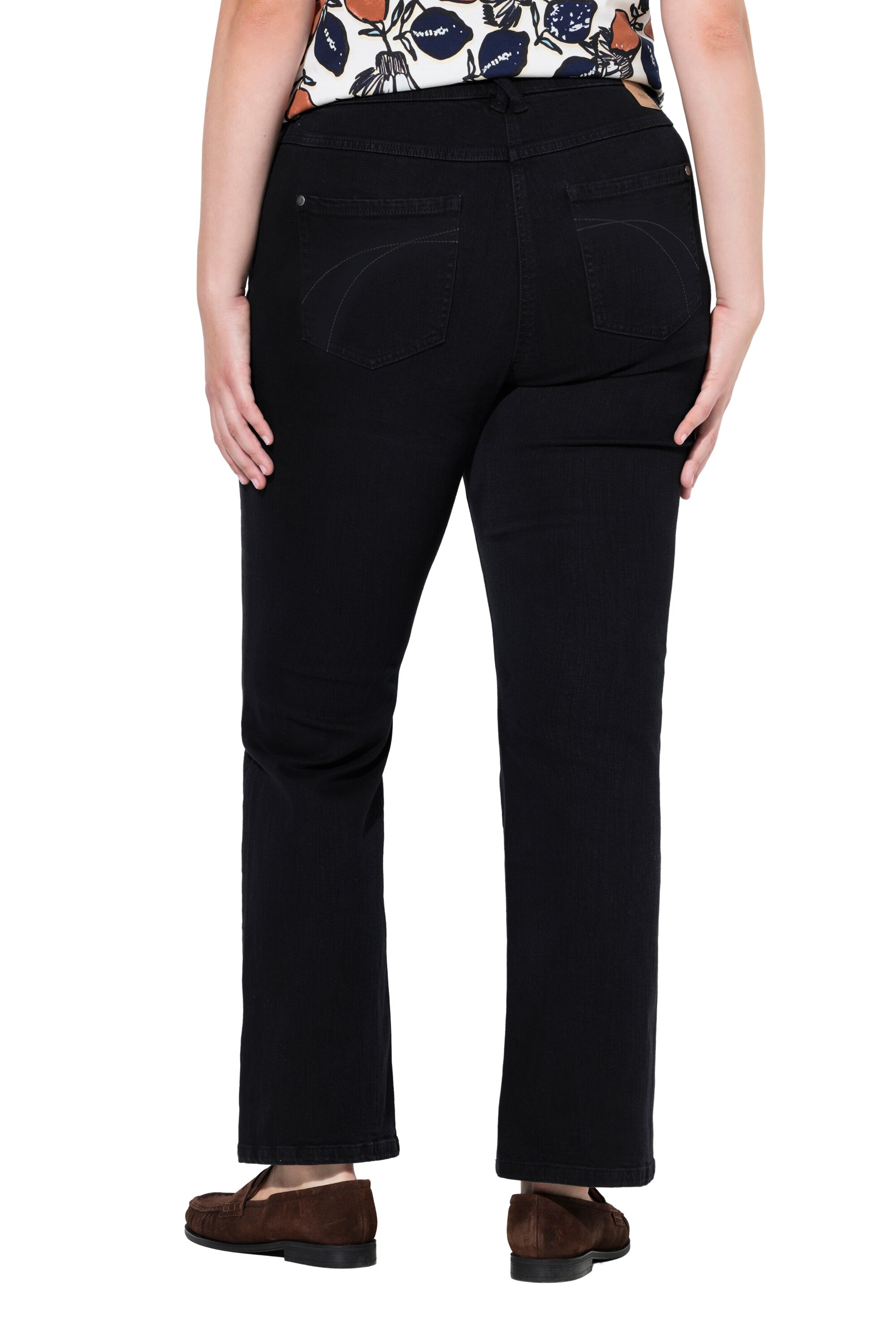 Ulla Popken Flared Jeans in Schwarz