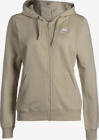 Veste de survêtement 'Club Fleece' Nike Sportswear en beige : devant