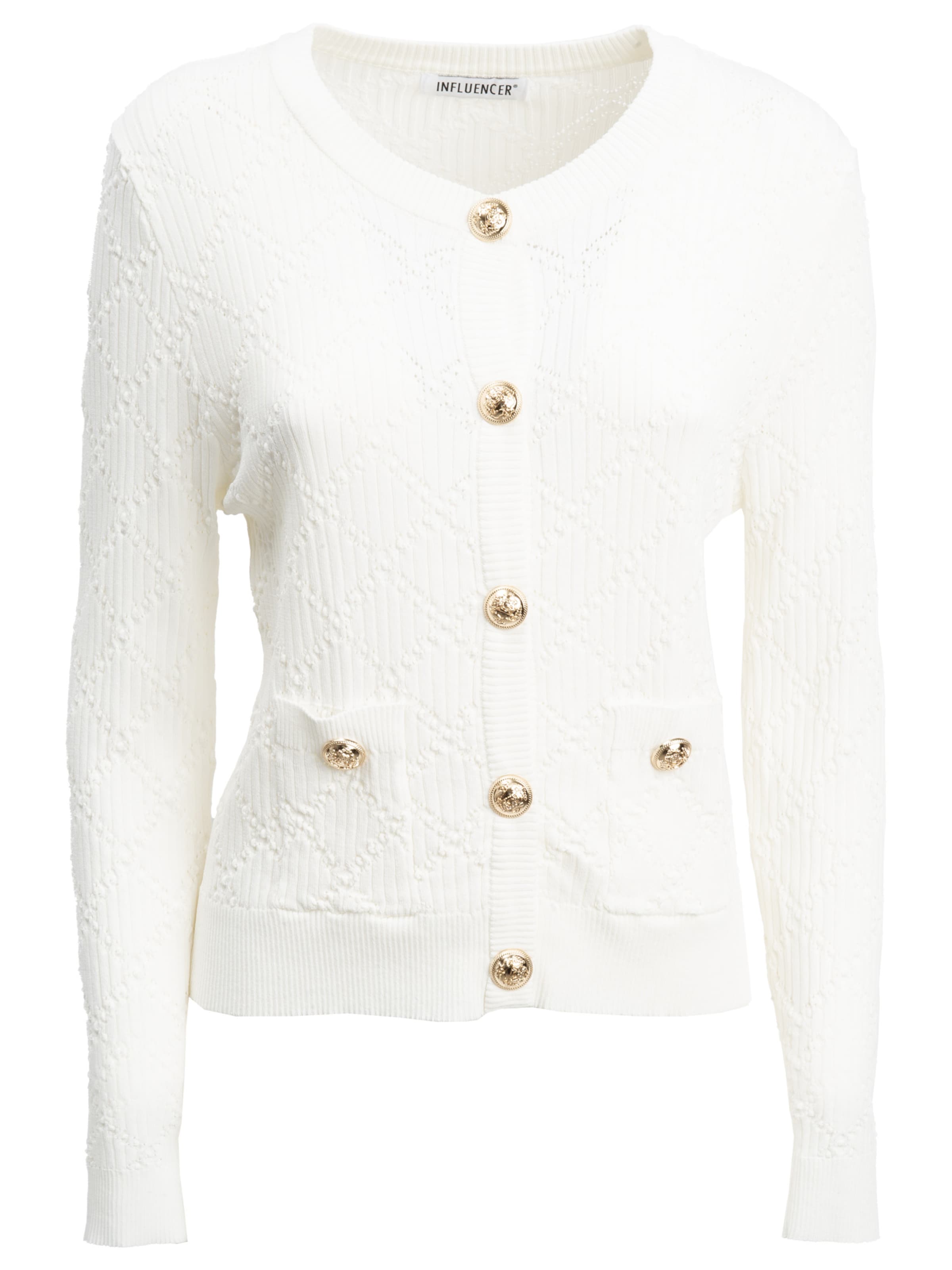 Influencer Kardigan – bílá: přední strana