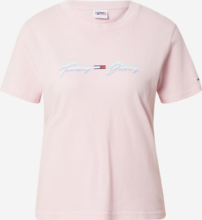 Tricou Tommy Jeans pe albastru fumuriu / verde mentă / roz / roșu / alb, Vizualizare produs
