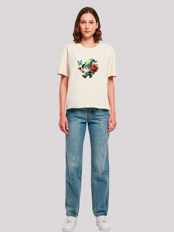 F4NT4STIC Shirt 'Gnom Frühling Blumen Schmetterling' in Beige