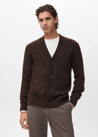 MANGO MAN Knit Cardigan 'Oreo' in Brown: front