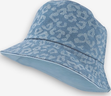 styleBREAKER Hat '2-in-1 Denim Fischerhut mit Leoparden Muster' in Blue: front