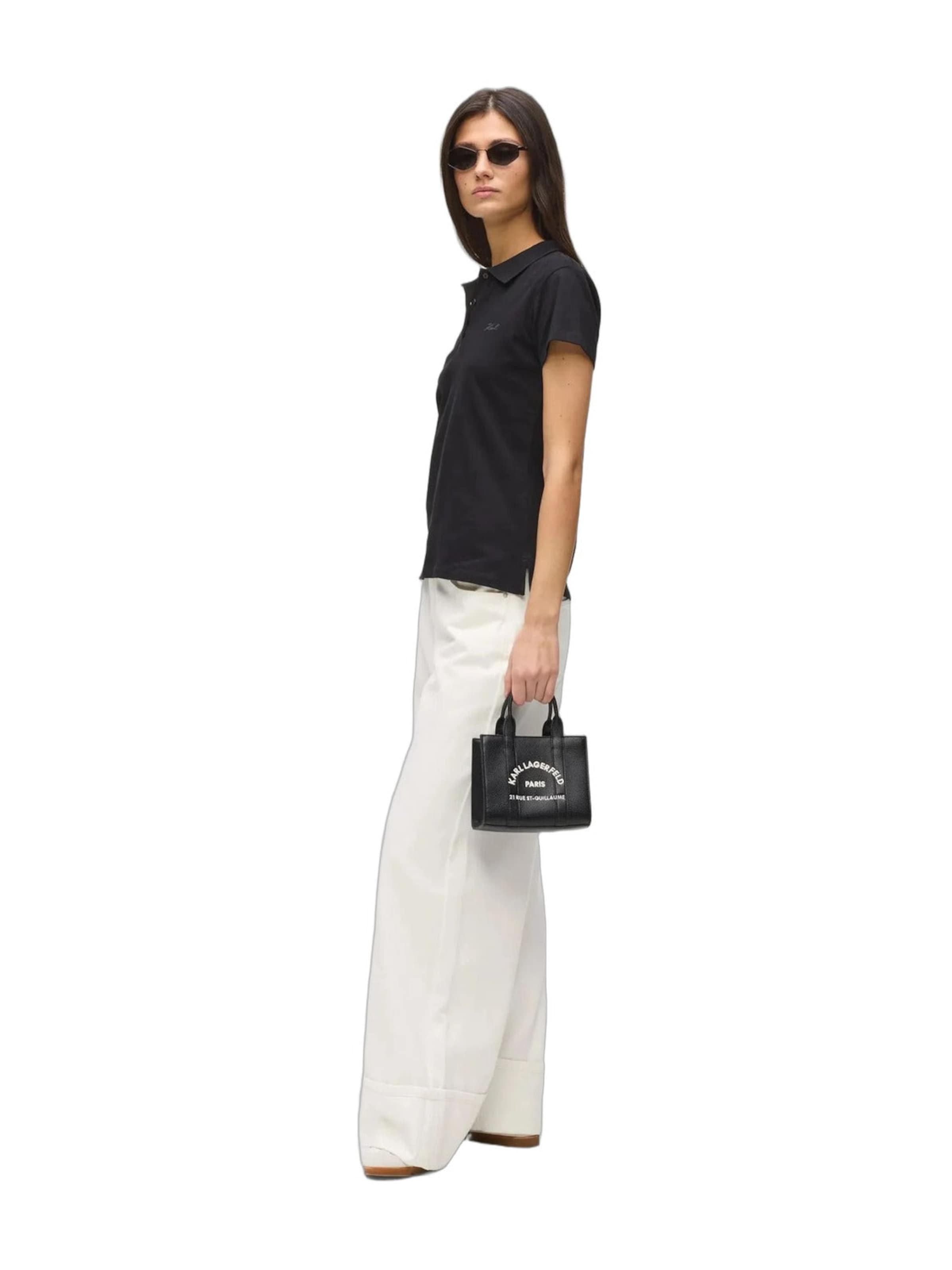 juoda Karl Lagerfeld Pirkinių krepšys 'Karl Lagerfeld Cabas Carré Mini Grainé Blanc & Noir'
