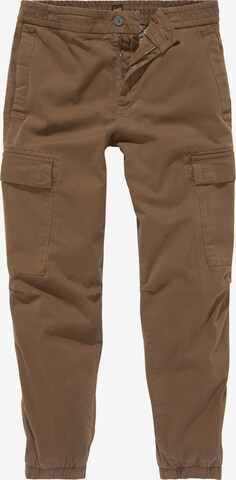BOSS Tapered Cargo Pants in Brown: front