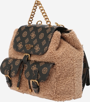 GUESS Backpack 'NO LIMIT' in Brown: front