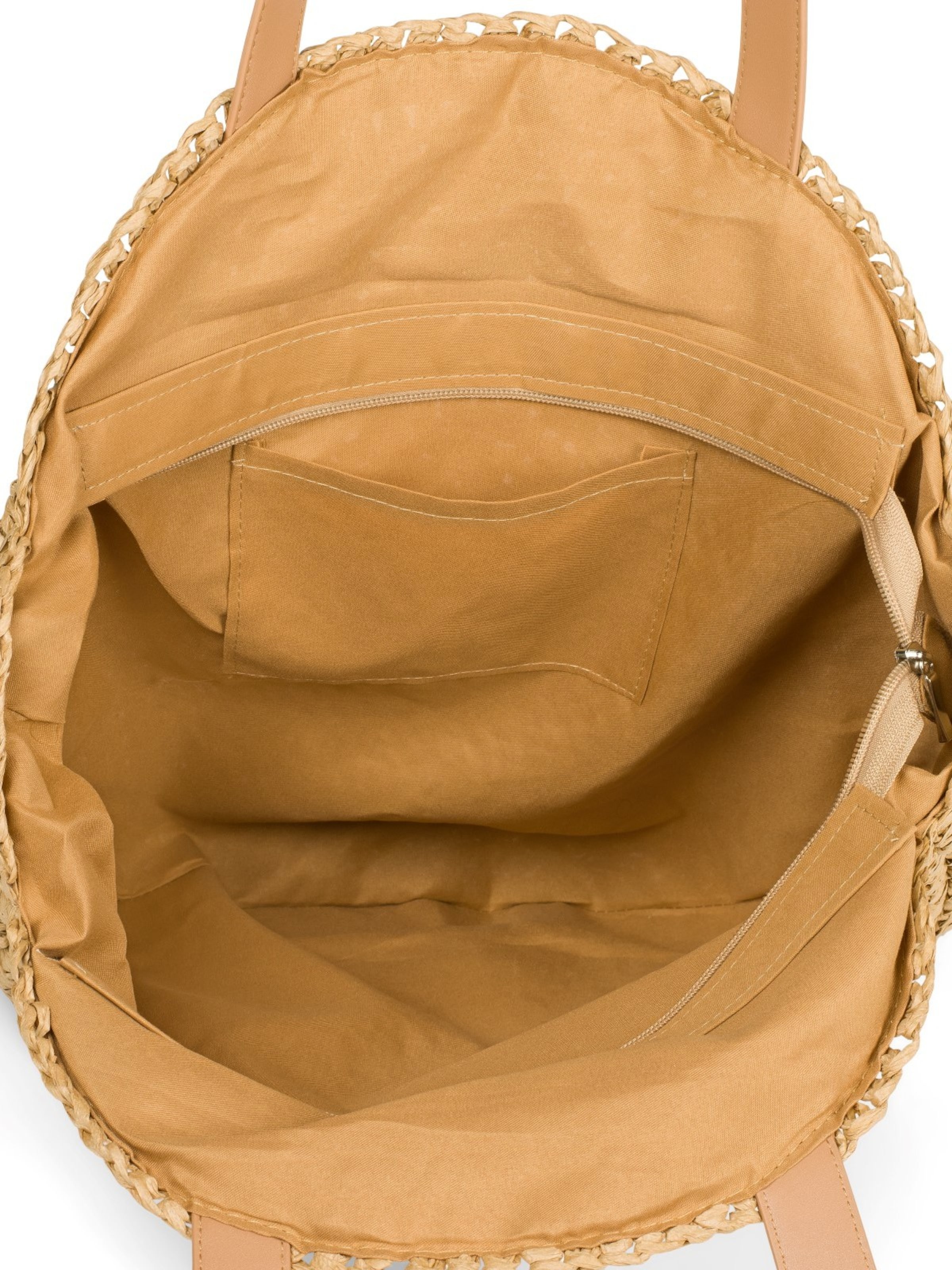 styleBREAKER Shoulder bag 'Runde Flecht Schultertasche - Basttasche' in Brown