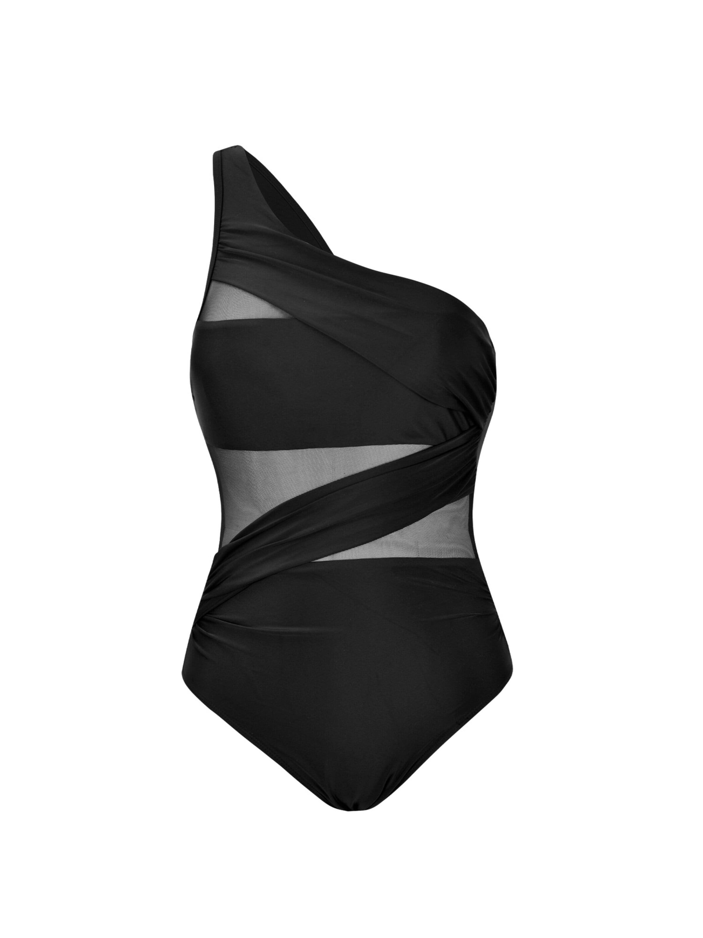Cupshe Bralette Swimsuit 'One-shoulder' in Black: front