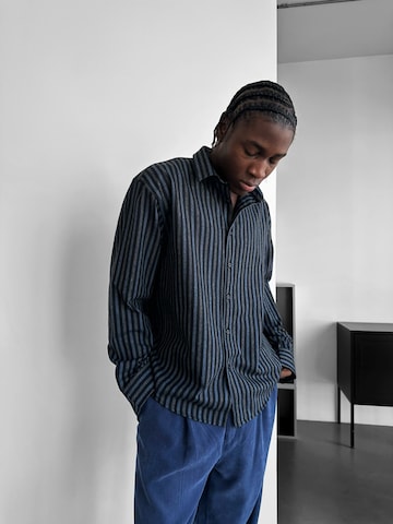 Kleidermafia Comfort fit Overhemd 'Thick Checked Winter Shirt - Blue' in Blauw