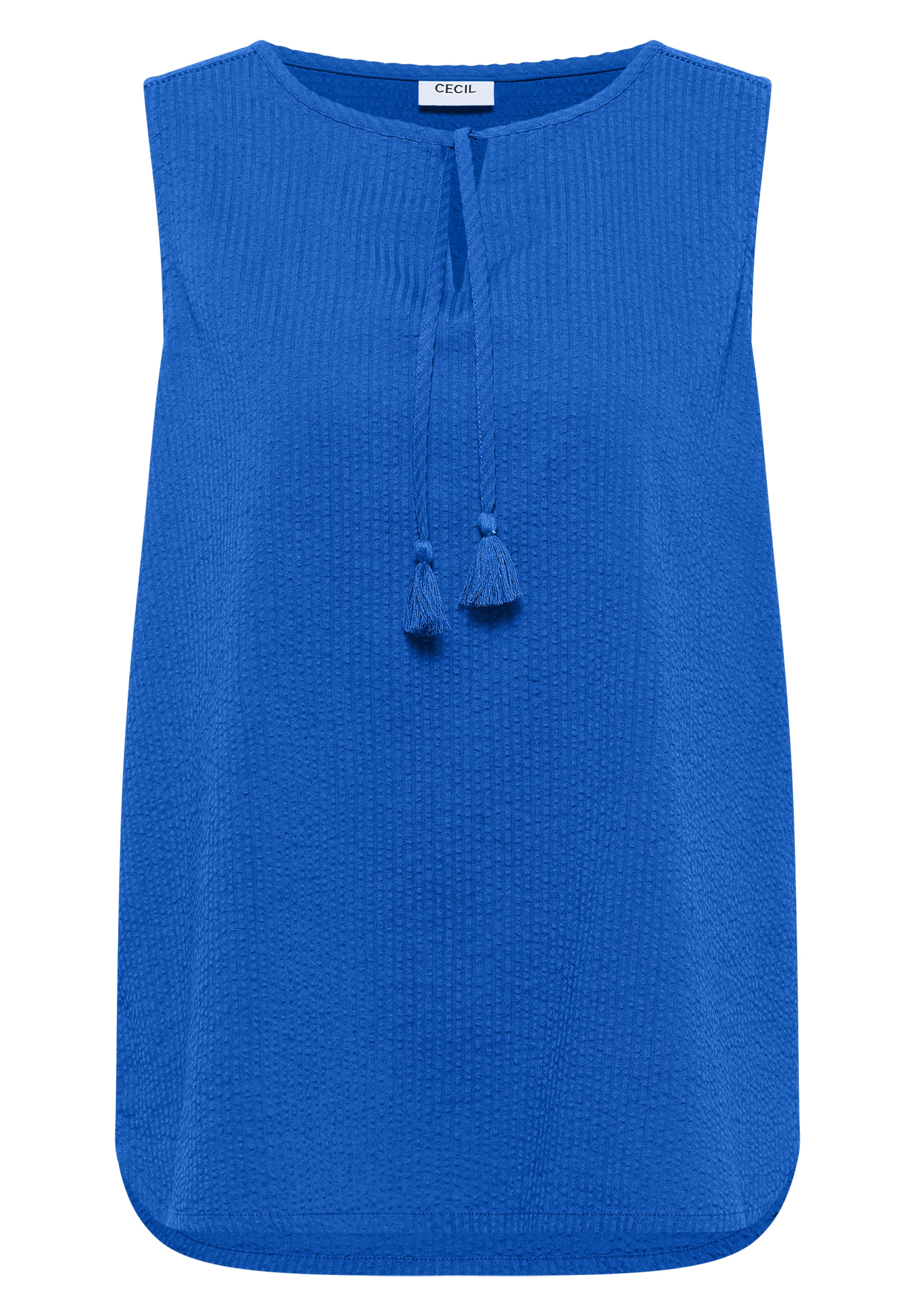 CECIL Blusentop mit Split Neck und Bändern in XXXL in blau, Produktansicht