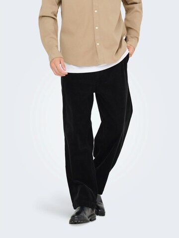 Loosefit Pantaloni 'ONSFADE' di Only & Sons in nero: frontale
