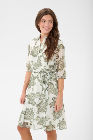 Cream Jurk in Groen: voorkant