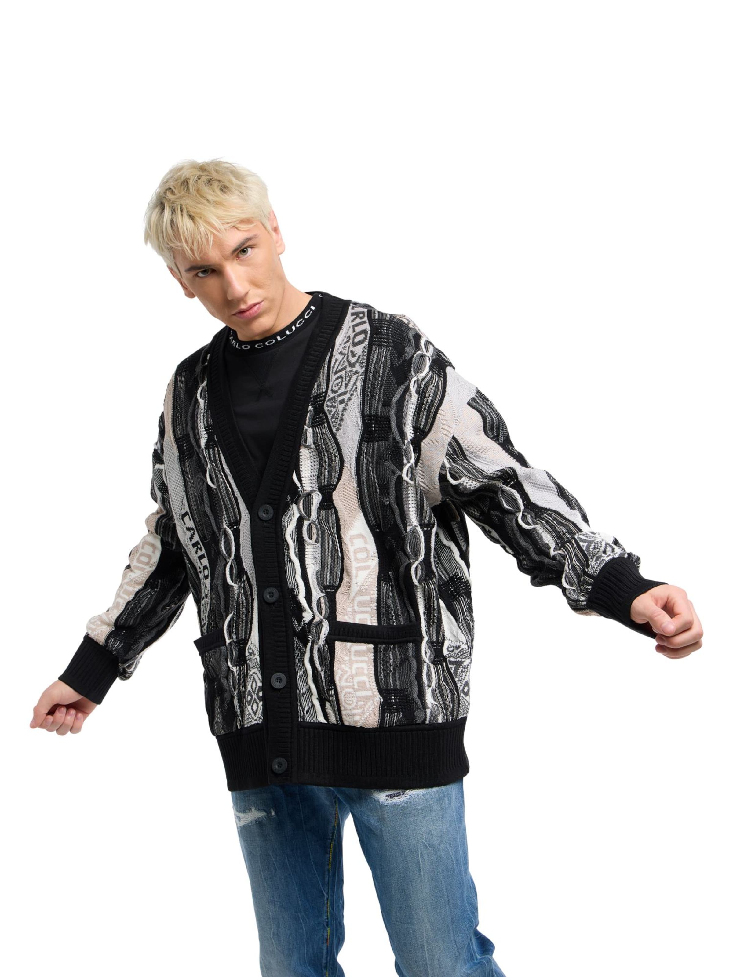 Vestes en maille 'Erlacher' Carlo Colucci en noir : devant