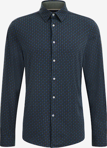 WE Fashion Slim fit Button Up Shirt in Blue: front