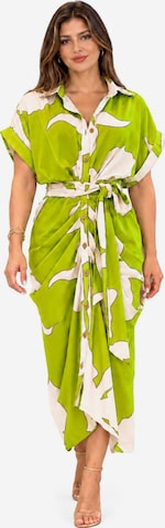 SPORTS36.NL Dress 'Women's Short-Sleeve Shirt Dress with Waist Tie' in Green: front