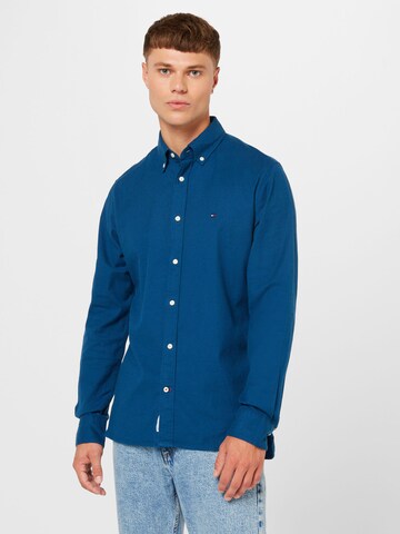 TOMMY HILFIGER Regular fit Button Up Shirt 'Flex' in Blue: front