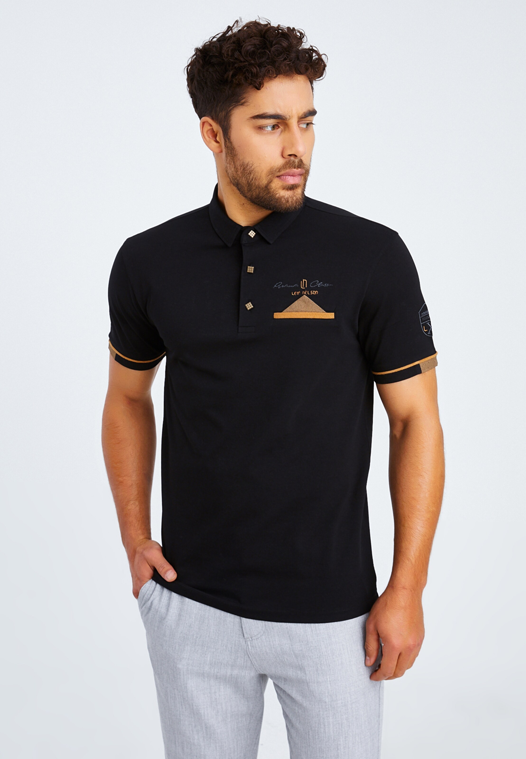Männer Shirts Leif Nelson Poloshirt in Schwarz - RM22276