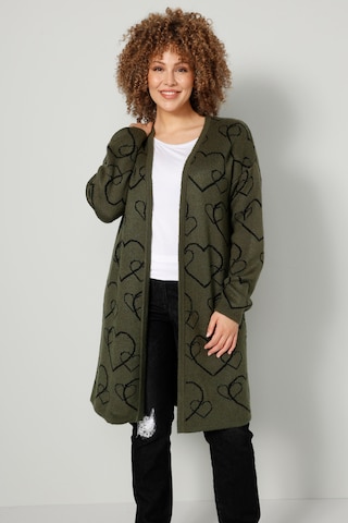 MIAMODA Knit Cardigan in Green: front