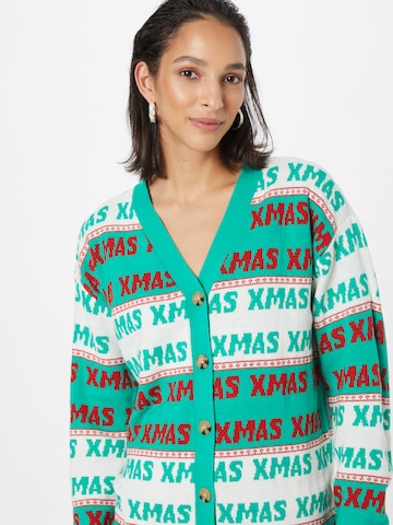 VILA Knit Cardigan 'CHRISTMAS ' in Green