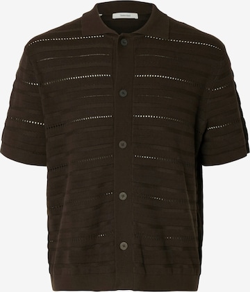 SELECTED Pletena jopa 'SLHPALLE' | rjava barva: sprednja stran