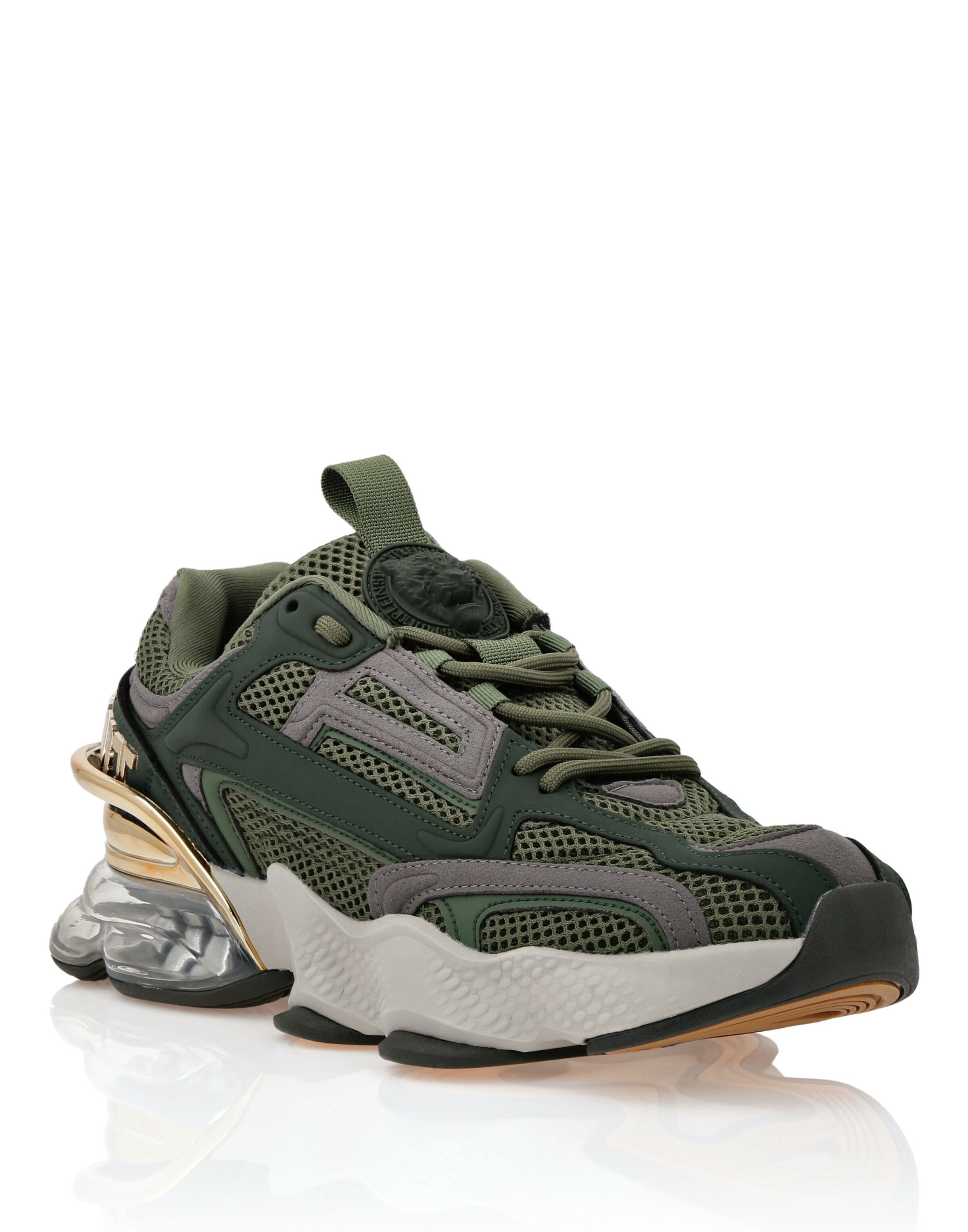 Plein Sport Sneaker 'Tiger Thunder Mix' in gold / dunkelgrau / oliv / dunkelgrün, Produktansicht