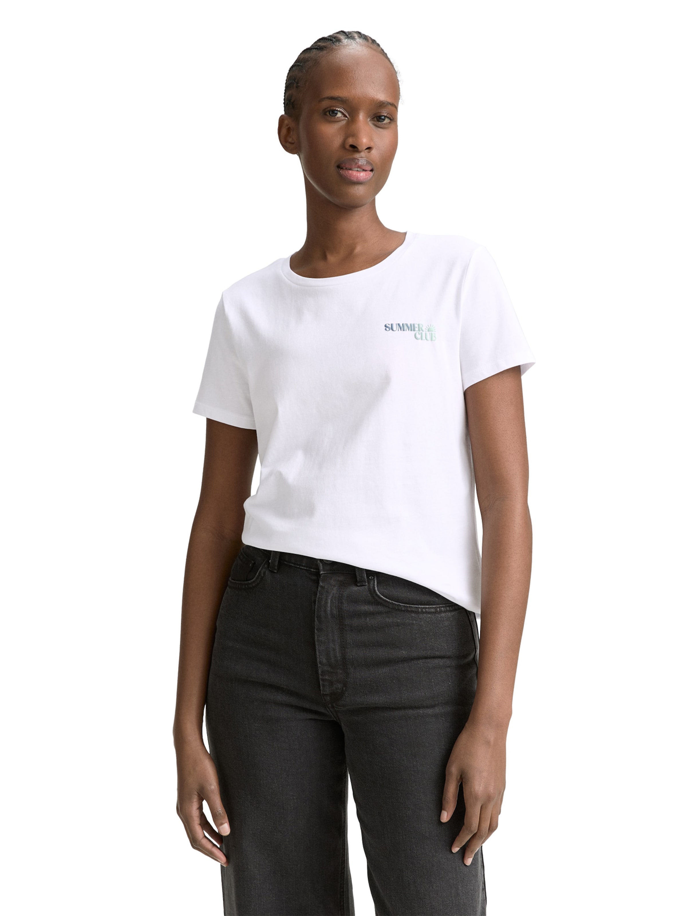 TOM TAILOR DENIM Μπλουζάκι σε λευκό: μπροστά